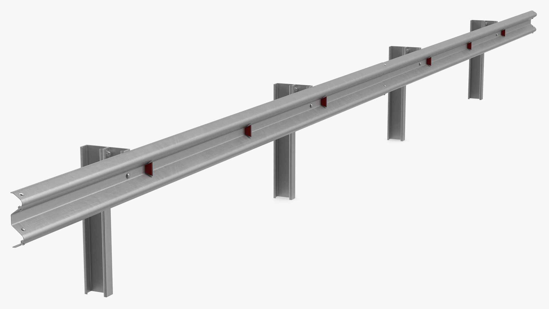 Metal Highway Guardrail 3D model preview