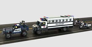 Lego police convoy with prisoners