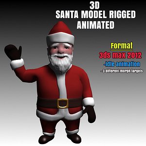 Santa 3D Model Rigged and Animated