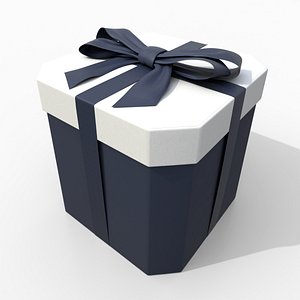 Gift Box - Beveled Edge with Tied Ribbon Bow 3D model