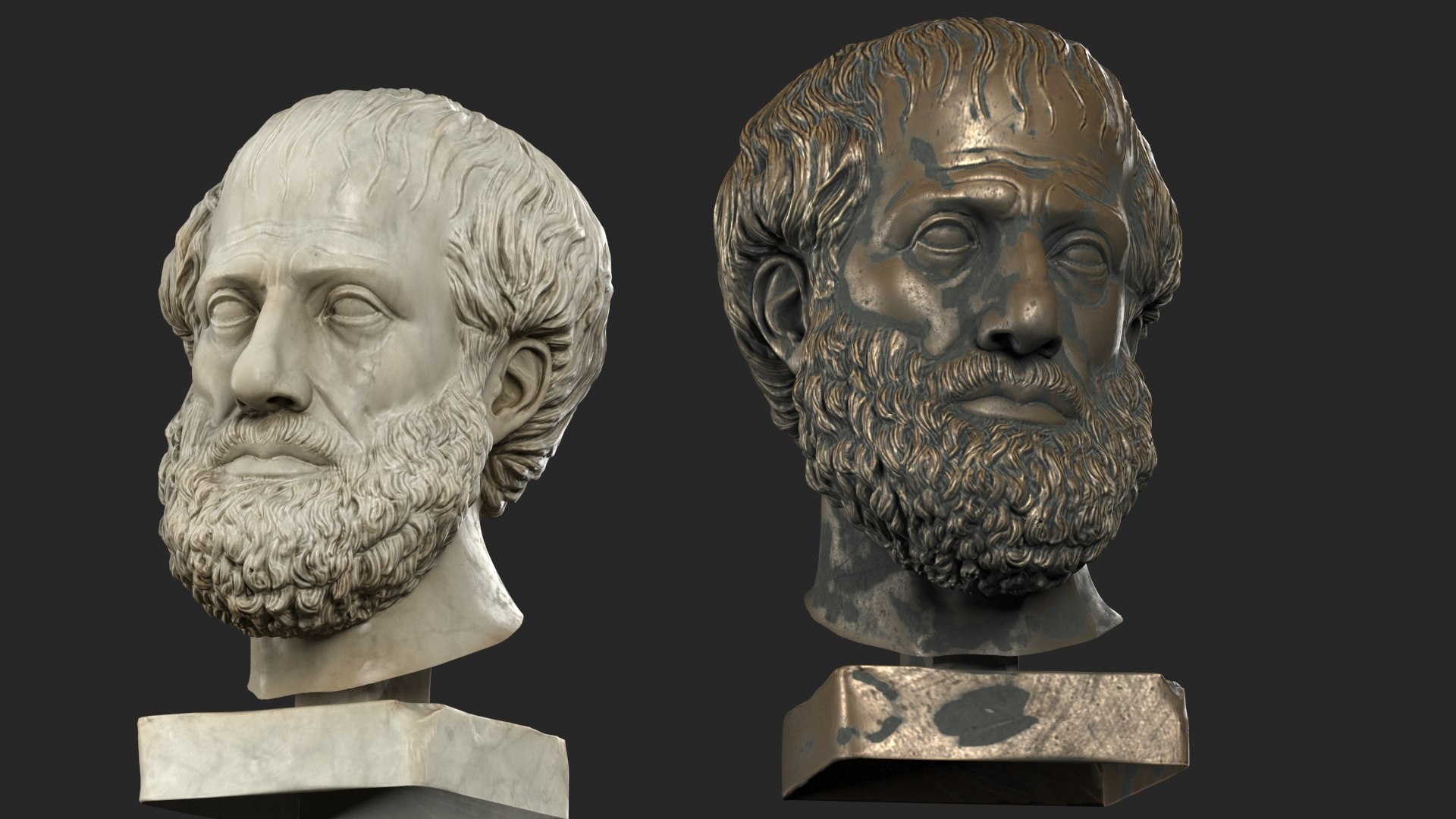 head sculpture aristoteles 3d max