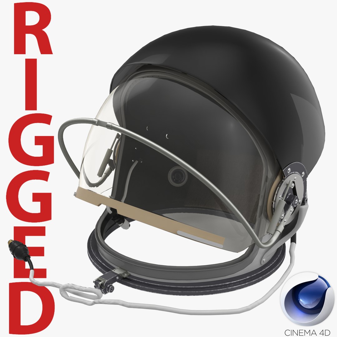 US Advanced Crew Escape Helmet Rigged for Cinema 4D 3D Model 3D model preview