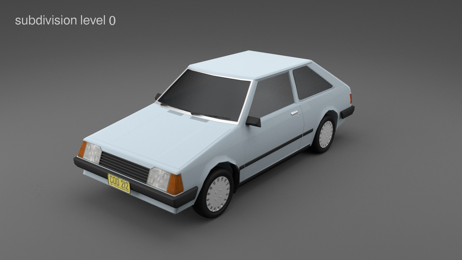 3D mazda 323 model https://p.turbosquid.com/ts-thumb/NR/eP9Lau/RAT6XckL/carcontextimagelowpoly/png/1569532342/1920x1080/fit_q87/9cb252aa127a22c8bb30ddac56a5fd0671db9ed8/carcontextimagelowpoly.jpg