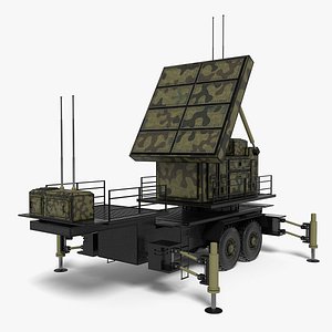 Stylized Military Radar Station with Camouflage Texture