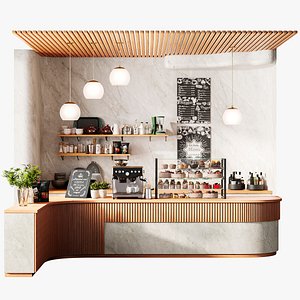 3D Design project of a coffee point with desserts in a shopping mall