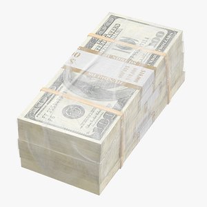 wrapped bills money 100 3D model
