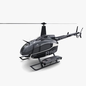 Light Helicopter Robinson R88 Black-White