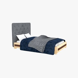luxury bed with pillow and bed sheet 3D model