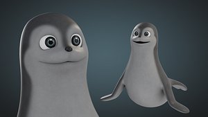 Rigged Cartoon Seal 3D model