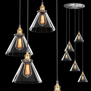 20th Century Factory Filament Smoke Glass Funnel Round Pendant