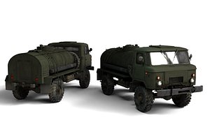 1966 Gaz 66A 2 Rigged Soviet Military Truck 3D Model High Detail Game Render Ready