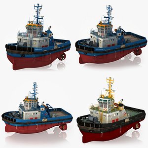 3D Harbour Tug boat collections 4 model