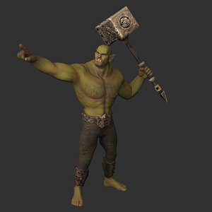 3D Realistic character orc warrior game ready Low-poly