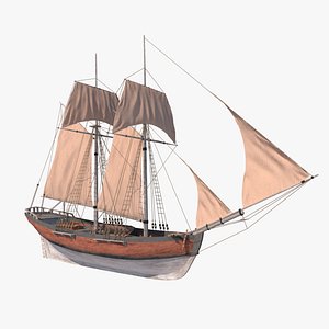 Schooner Classic Sailing Ship 3D Model 3D