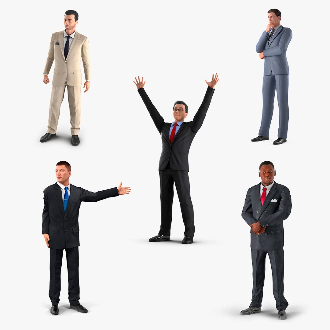 Rigged Businessmans Collection 2 3D model preview