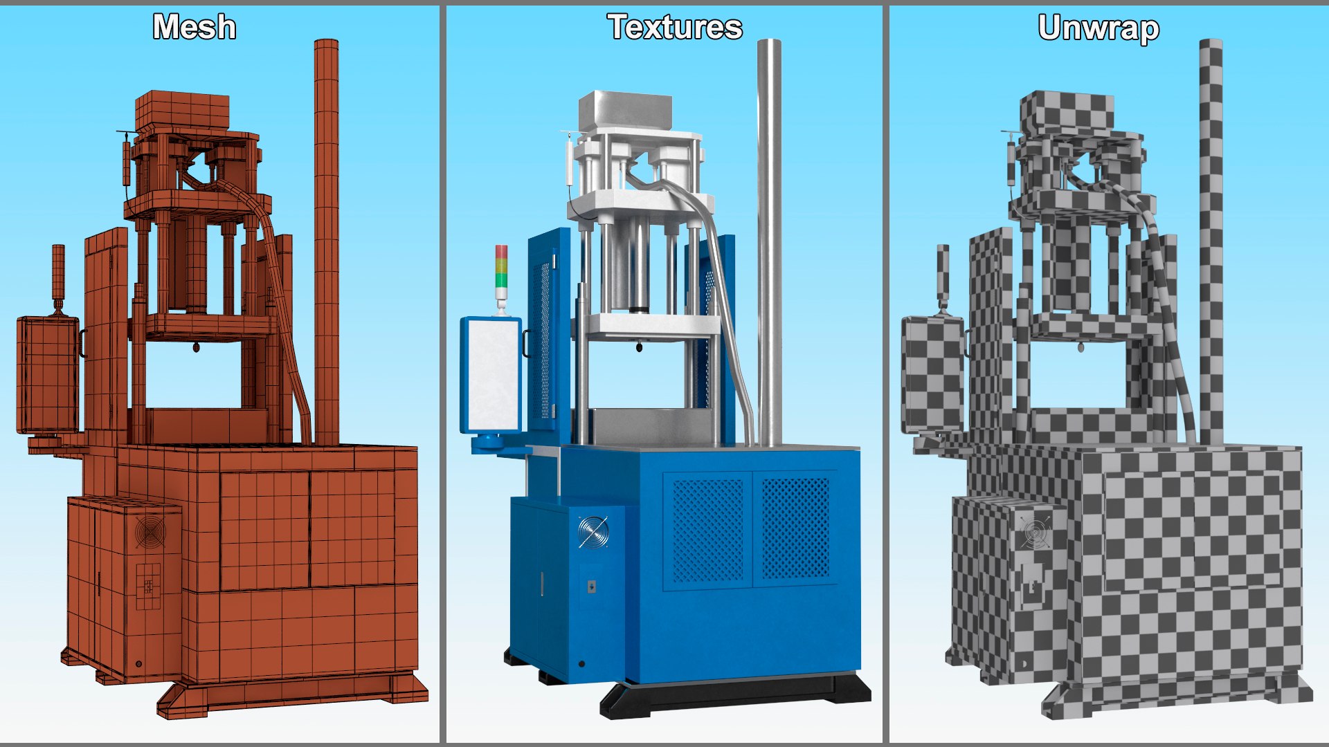 3D Model Vertical Plastic Injection Molding Machine Blue - TurboSquid ...
