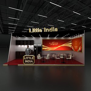 3D Luxury Little India 3 Side Wall 3x8 Exhibition Booth