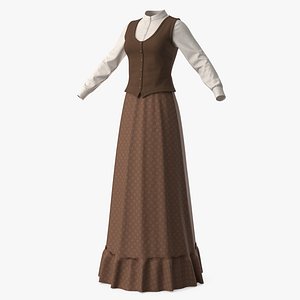 3D Western Clothing Set Women model