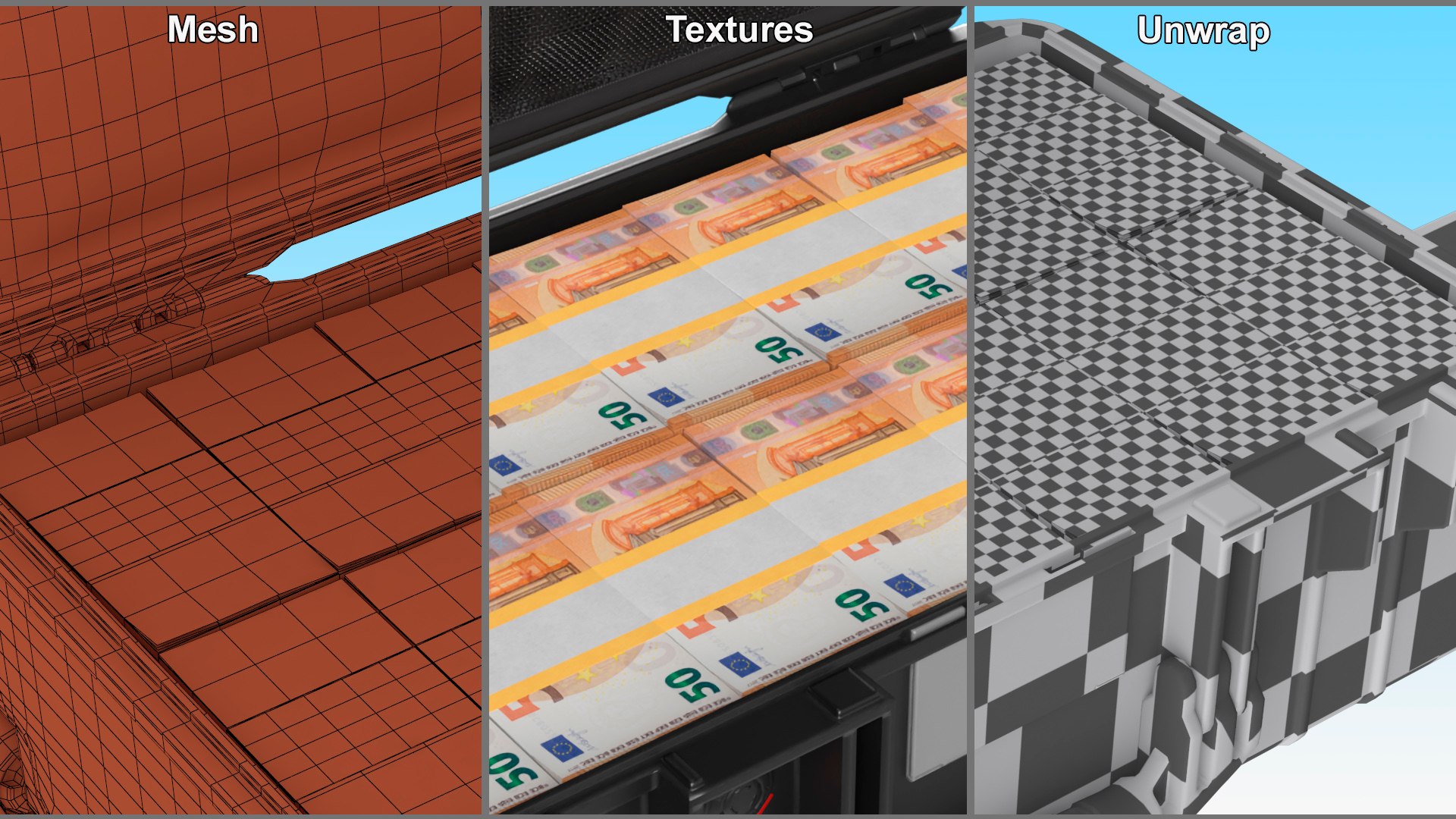 3D Travel Case Full Of Euro - TurboSquid 2376492