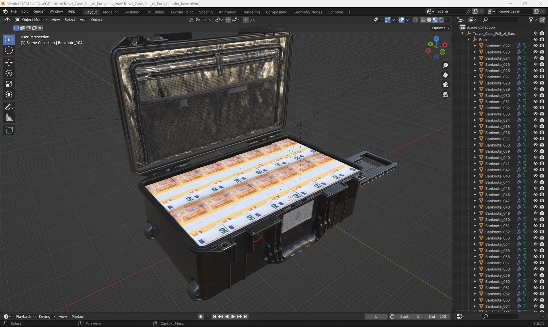 3D Travel Case Full Of Euro - TurboSquid 2376492
