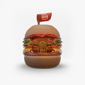 Low Poly Market Stall Kiosk Burger 3D model