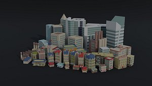 Low-poly Cartoon City Asset Polygonal Style 3D model