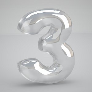 3D 3 Number Balloon Transparent