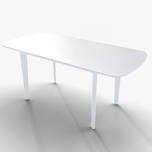 Realistic Rectangular White Table 3D Asset - Perfect for Kitchen Dining Room Office and Cafe Scenes