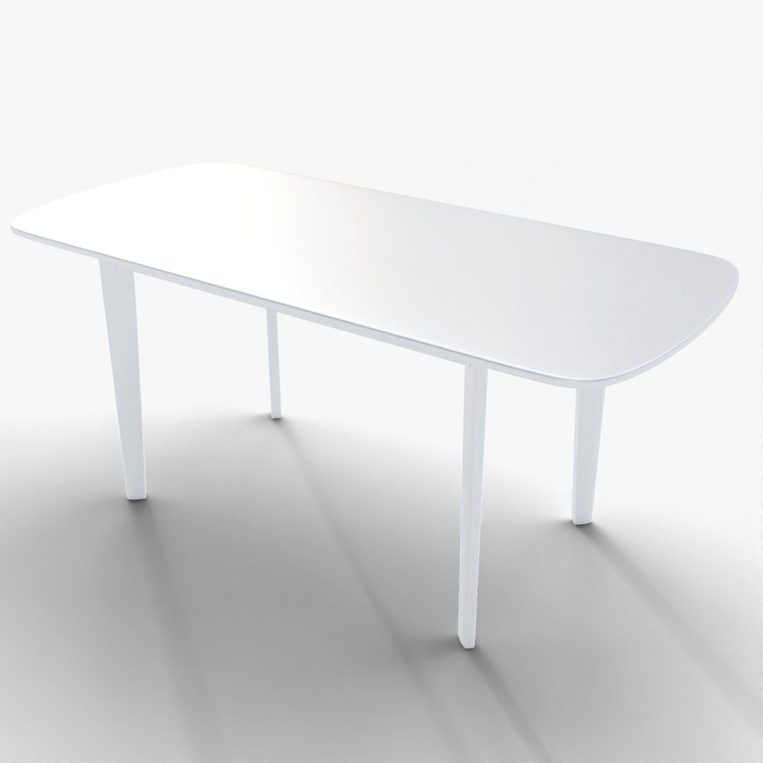 3D Realistic Rectangular White Table 3D Asset - Perfect For Kitchen ...