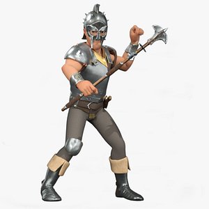 Cartoon 3d Rigged Male Kingdom Fighter Character Model
