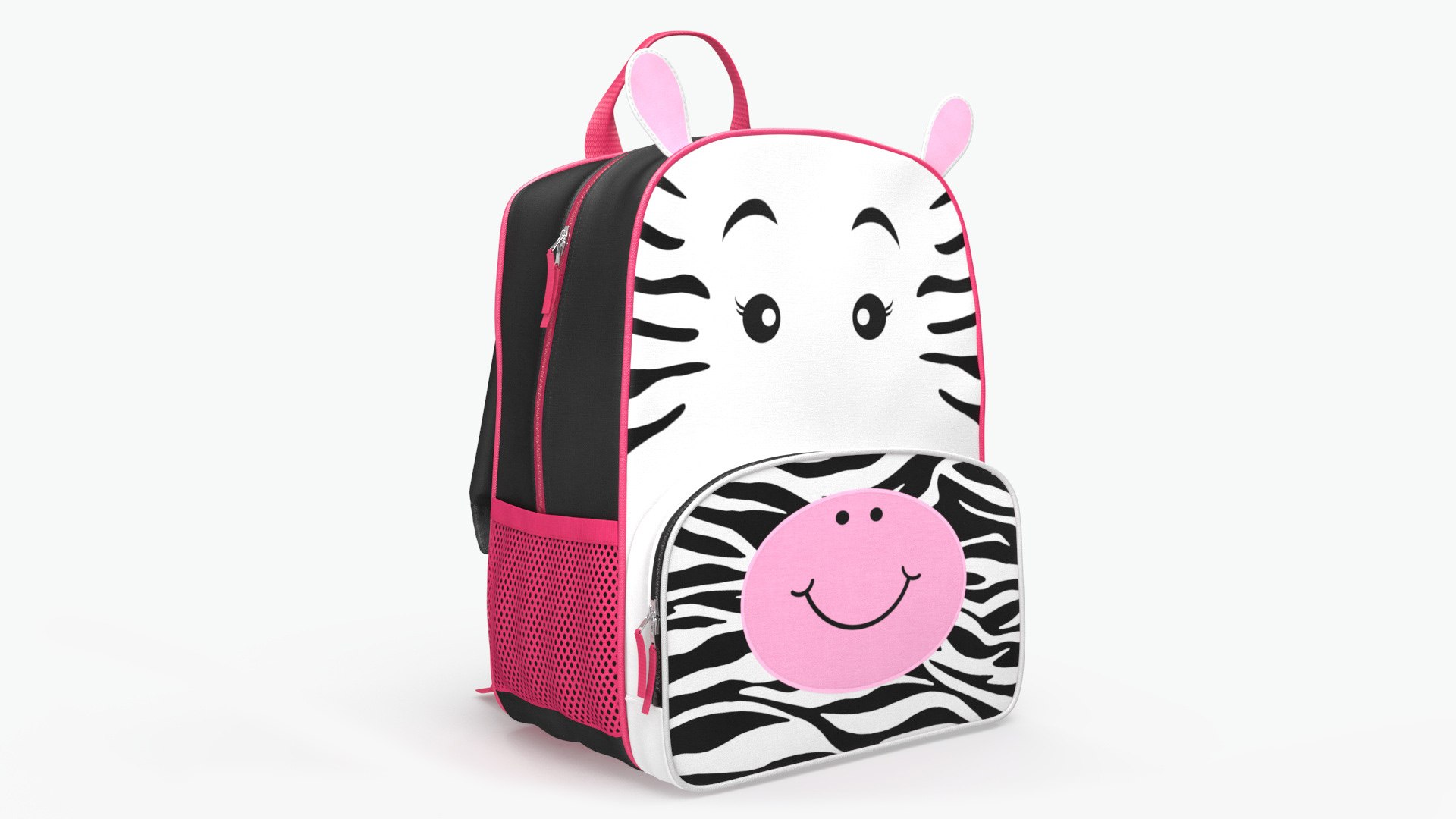 Cartoon Zebra Kids Backpack 3D model preview