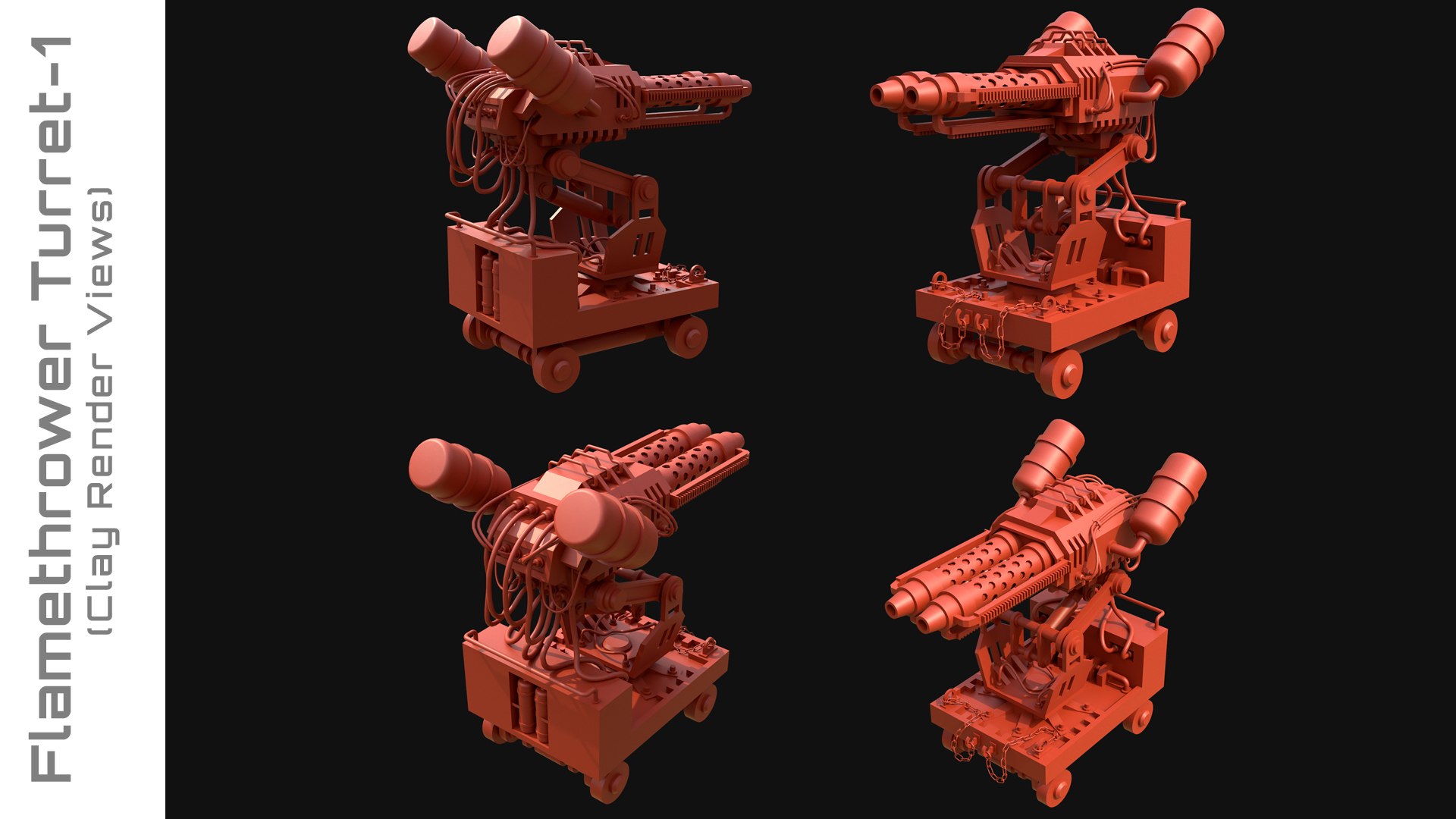 Flamethrower Turret-1-Red 3D Model - TurboSquid 2503377