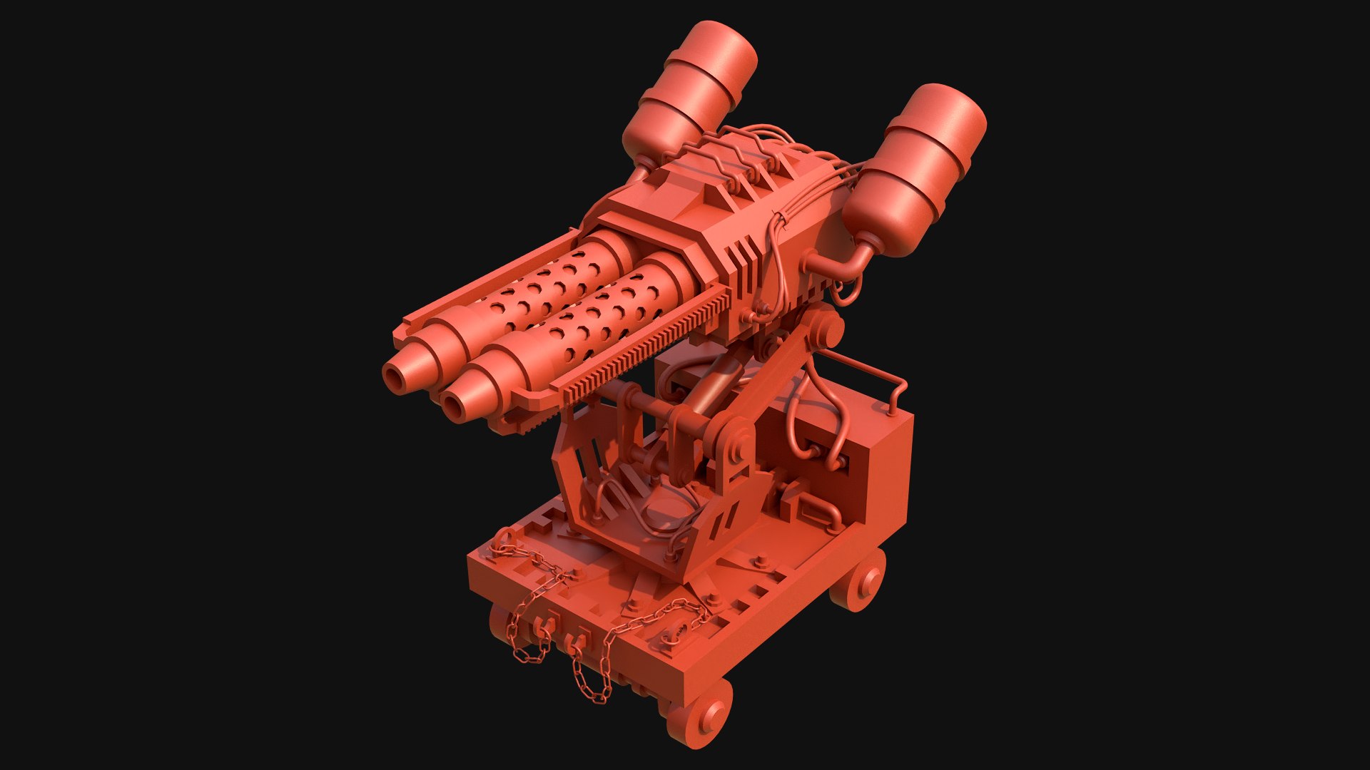 Flamethrower Turret-1-Red 3D Model - TurboSquid 2503377