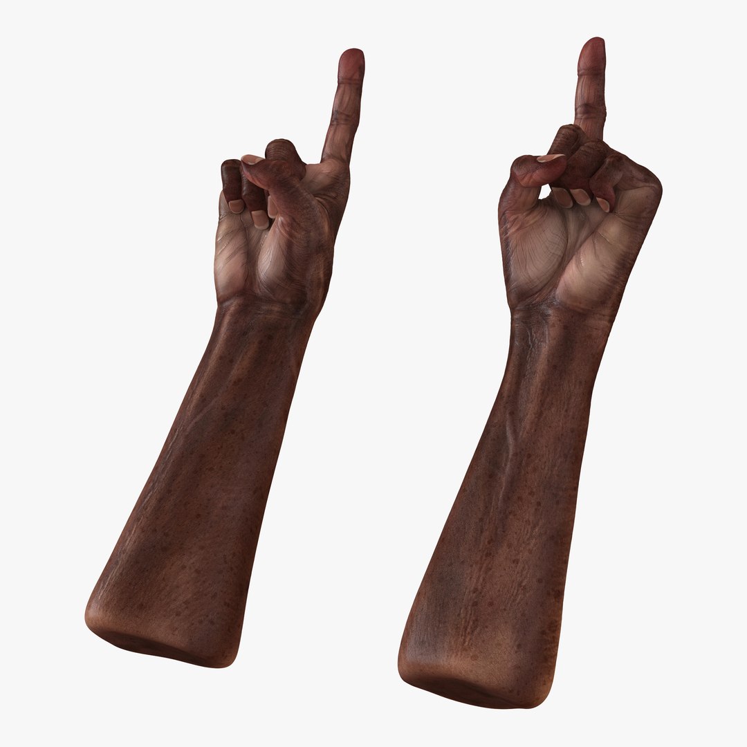 Old African Man Hands Pose 2 3D model preview