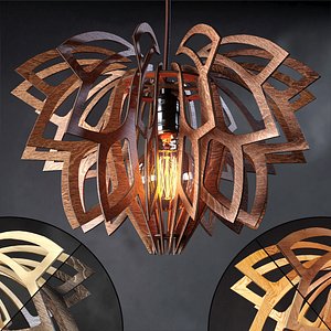 wood birch wooden lamp 3D model
