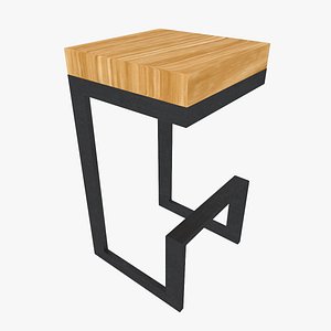 Wood And Steel Stool