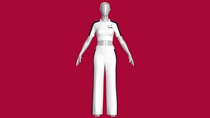 Girls Stripe Crop Top And Wide-Leg Pants Outfit 3D model