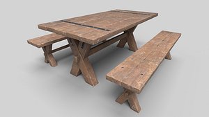 3D Dining Table Medieval M2