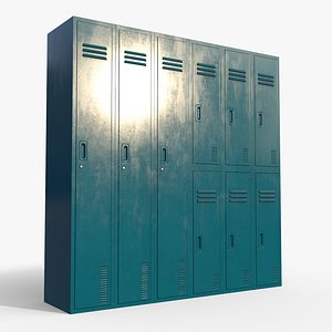 PBR School Gym Locker 06 - Blue Sea 3D model