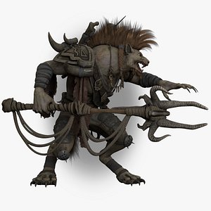 Gnoll Warrior Rigged Low Poly model