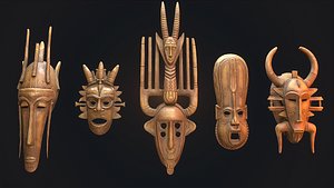 3D African tribal mask collection 2 model