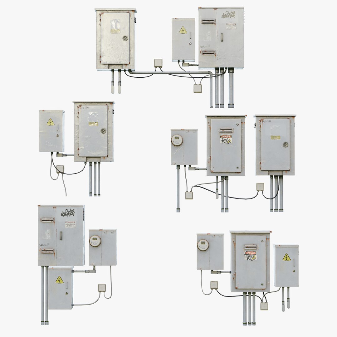 Electrical Box Collection GameReady LODs Model - TurboSquid 1981374