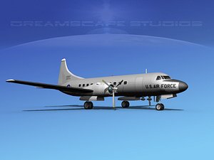3d propellers convair c-131 military transport model
