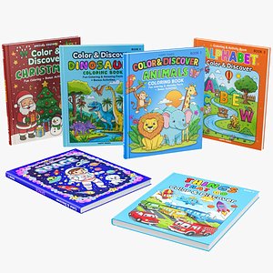 3D Kids Coloring And Activity Hardcover Books Set model