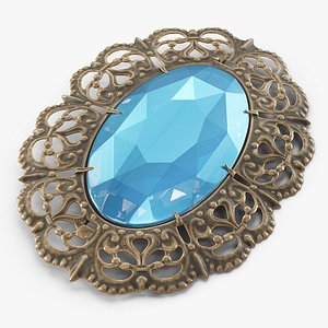 3D Antique Aged Brooch