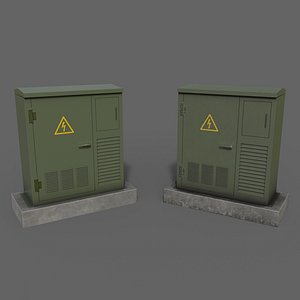 PBR Electric Box GreenGrey 3D model