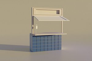 3D Coffee Shop Kiosk Stand model