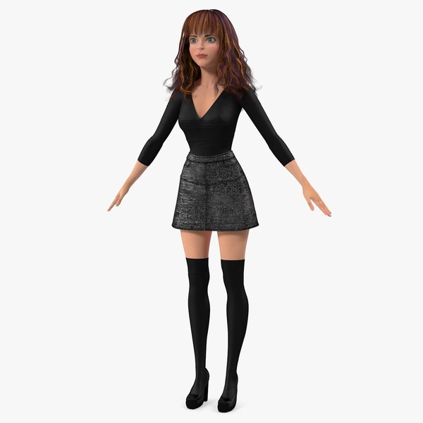 cartoon young girl youth 3D