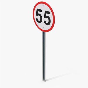 Maximum Speed 55 Road Sign 3D model