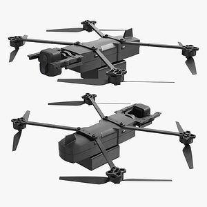 3D Military Surveillance UAV System Black model
